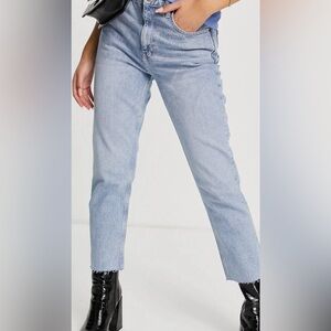 TOPSHOP Straight Leg Blue Jeans